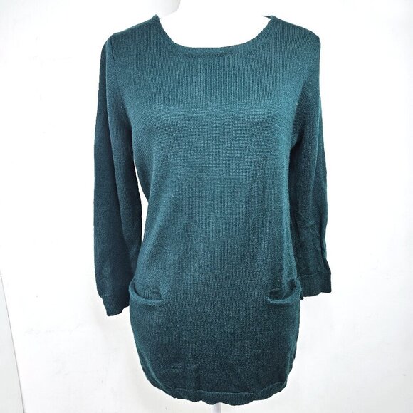 J. Crew Petite Forest Green SUper Soft Merino Wool Tunic Sweater Top - Picture 1 of 7